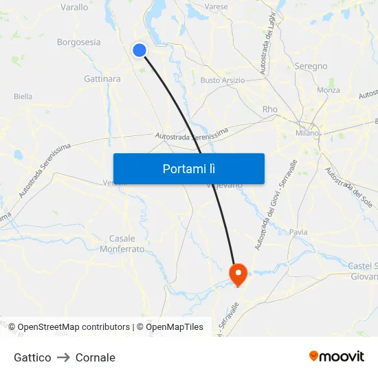 Gattico to Cornale map