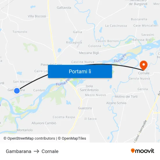 Gambarana to Cornale map