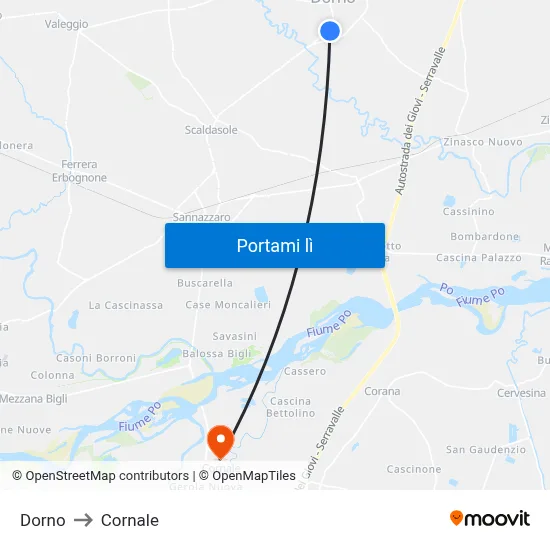 Dorno to Cornale map
