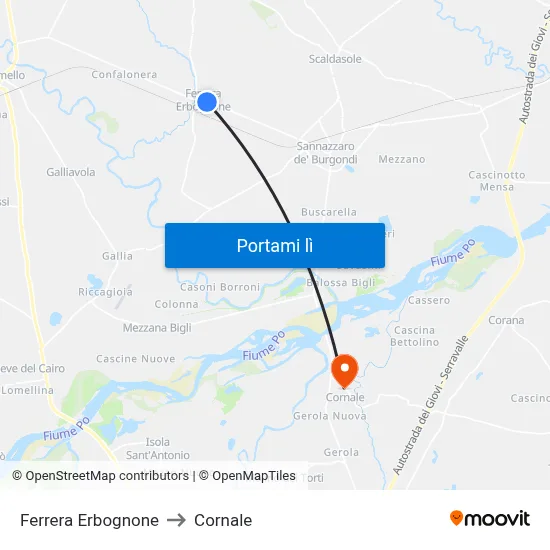 Ferrera Erbognone to Cornale map