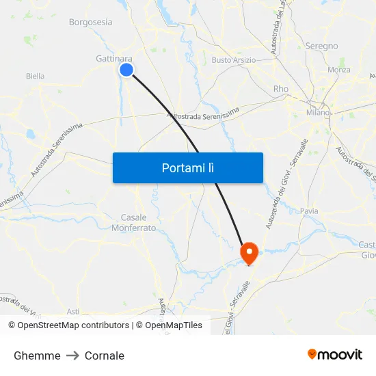 Ghemme to Cornale map