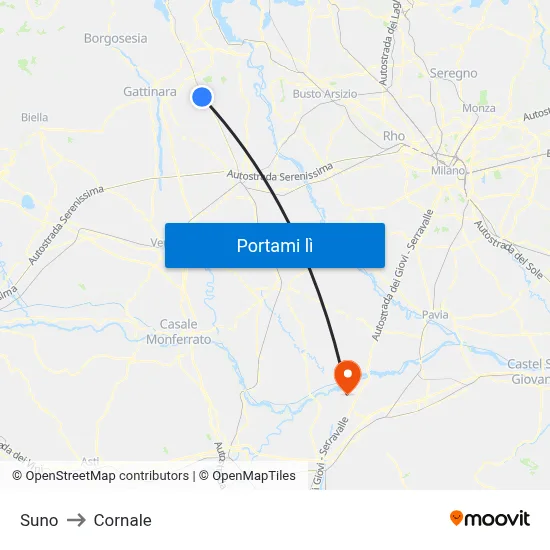 Suno to Cornale map