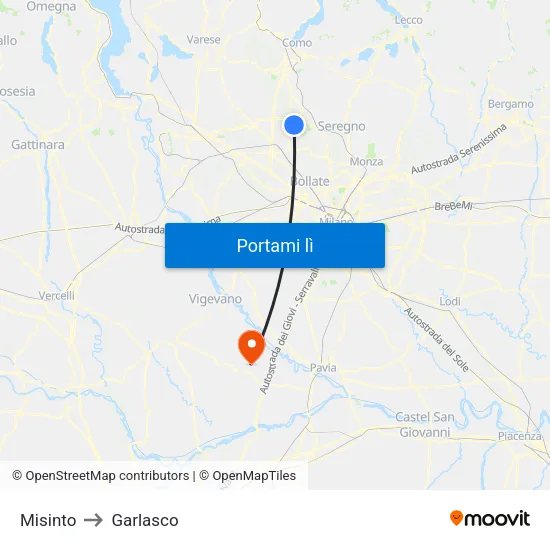 Misinto to Garlasco map