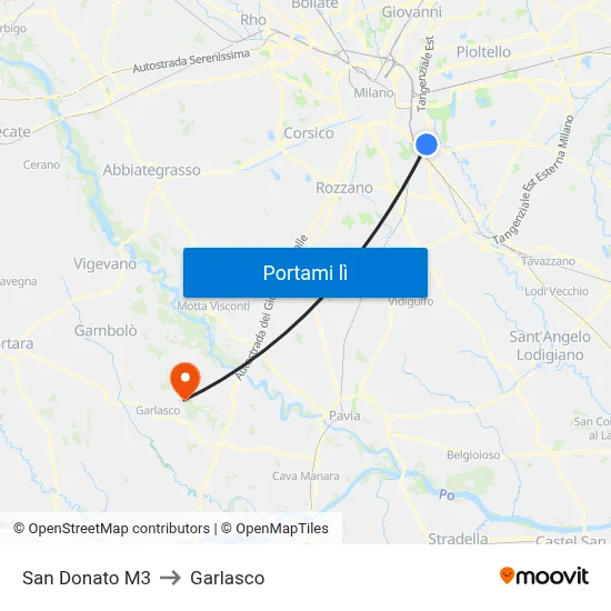 San Donato M3 to Garlasco map