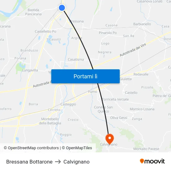 Bressana Bottarone to Calvignano map