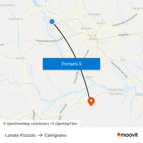 Lonate Pozzolo to Calvignano map