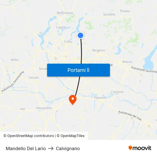 Mandello Del Lario to Calvignano map