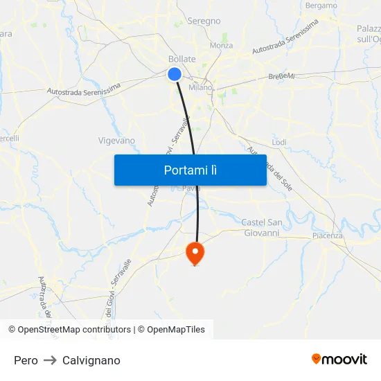 Pero to Calvignano map