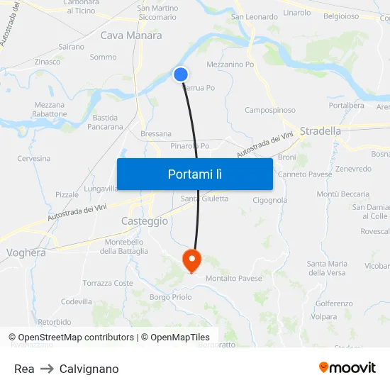 Rea to Calvignano map