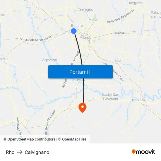 Rho to Calvignano map
