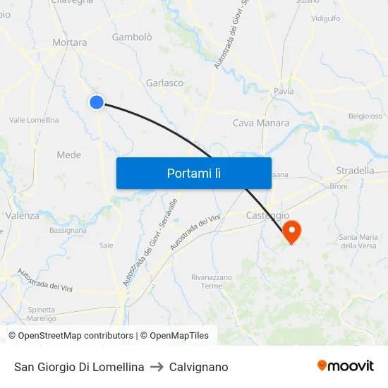 San Giorgio Di Lomellina to Calvignano map