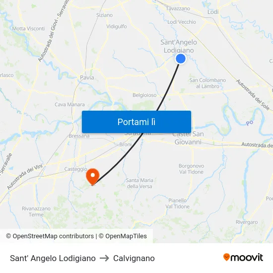 Sant' Angelo Lodigiano to Calvignano map