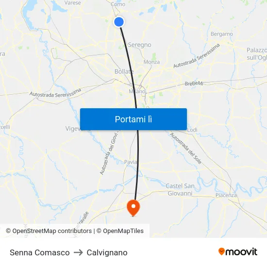 Senna Comasco to Calvignano map