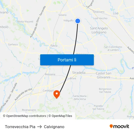 Torrevecchia Pia to Calvignano map