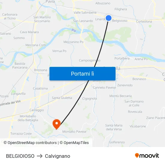 BELGIOIOSO to Calvignano map