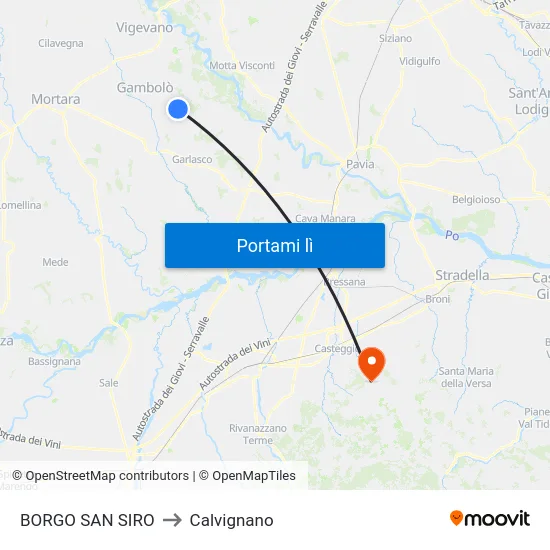 BORGO SAN SIRO to Calvignano map