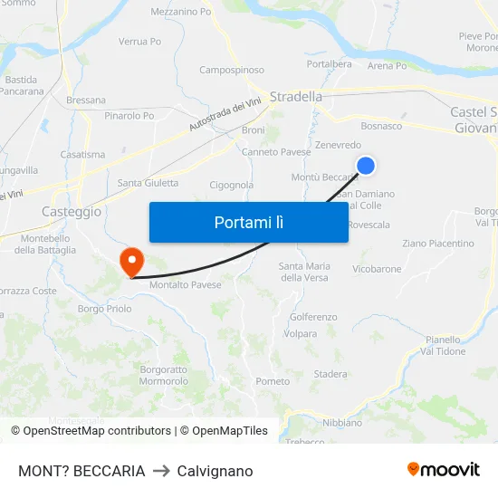 MONT? BECCARIA to Calvignano map