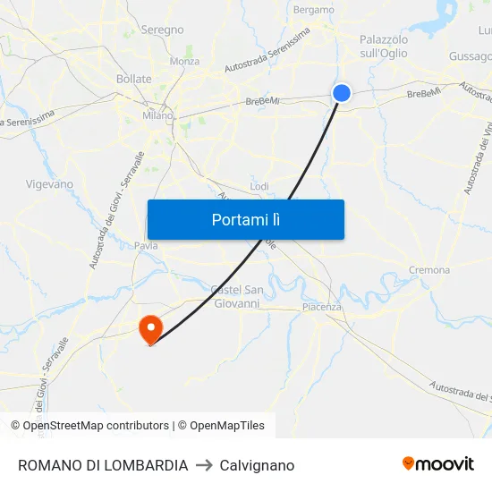 ROMANO DI LOMBARDIA to Calvignano map