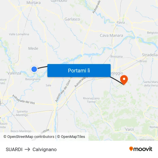 SUARDI to Calvignano map