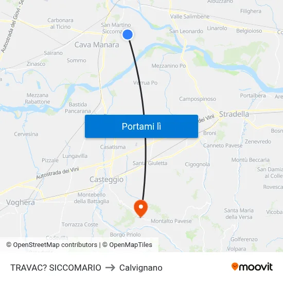 TRAVAC? SICCOMARIO to Calvignano map