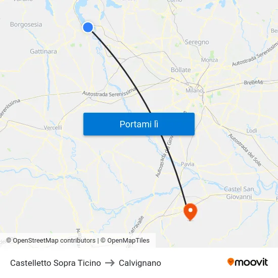 Castelletto Sopra Ticino to Calvignano map