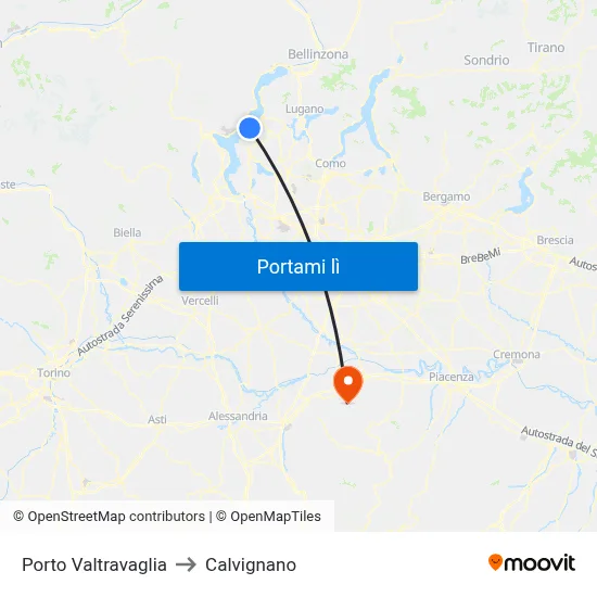 Porto Valtravaglia to Calvignano map