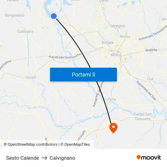 Sesto Calende to Calvignano map