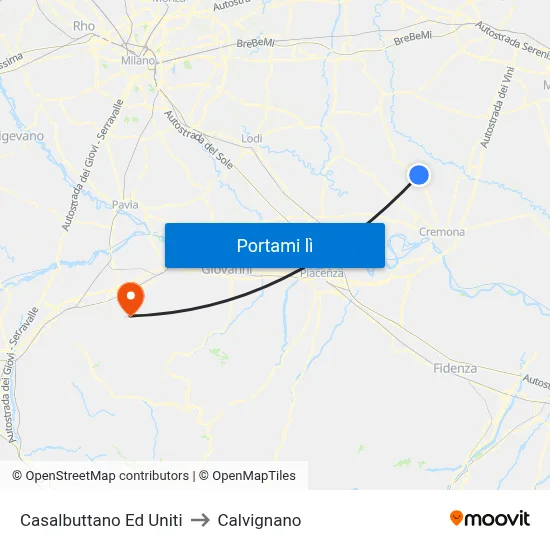 Casalbuttano Ed Uniti to Calvignano map