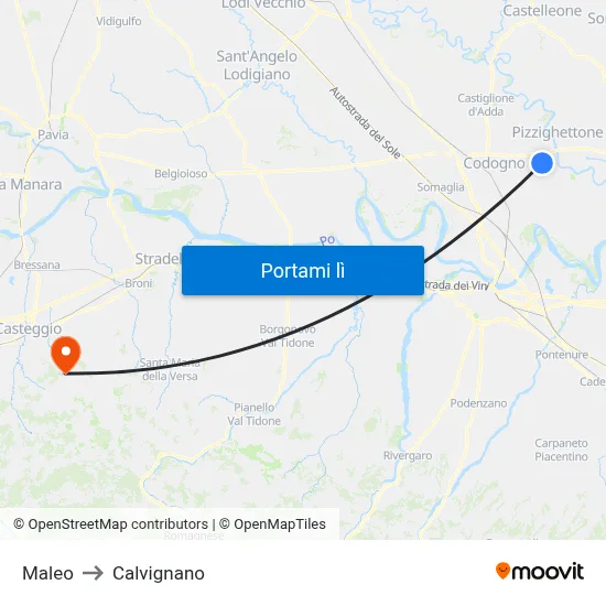 Maleo to Calvignano map
