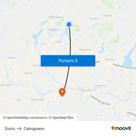 Dorio to Calvignano map