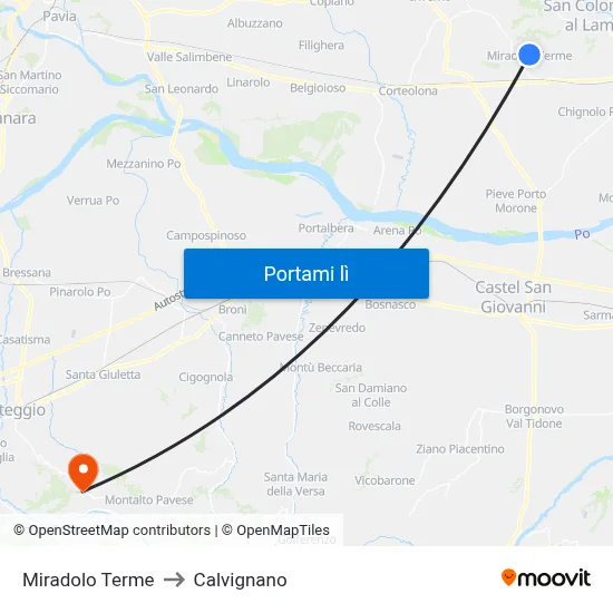 Miradolo Terme to Calvignano map