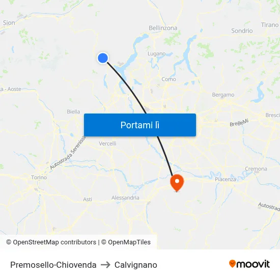 Premosello-Chiovenda to Calvignano map