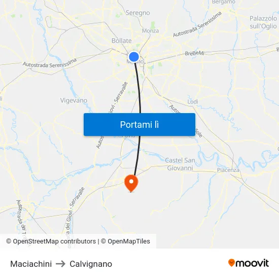 Maciachini to Calvignano map