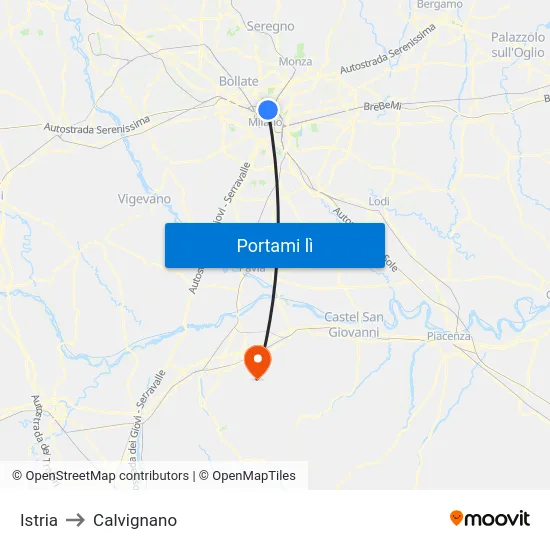 Istria to Calvignano map