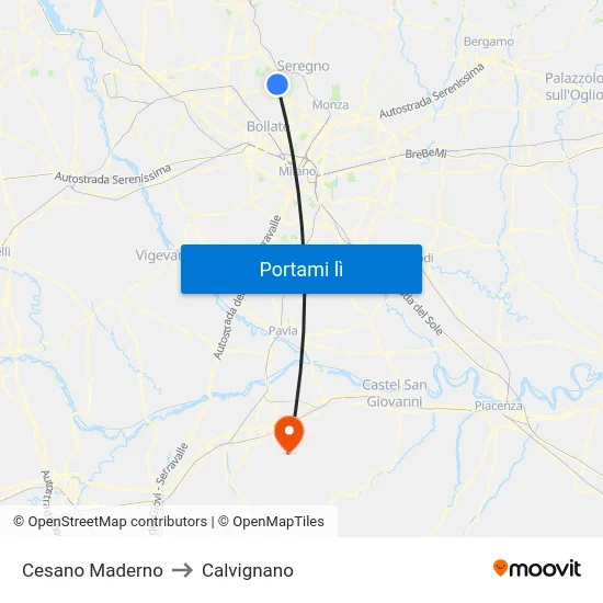 Cesano Maderno to Calvignano map