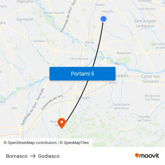 Bornasco to Godiasco map