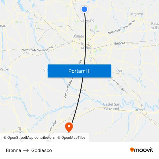 Brenna to Godiasco map