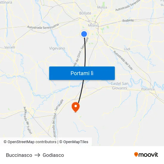 Buccinasco to Godiasco map