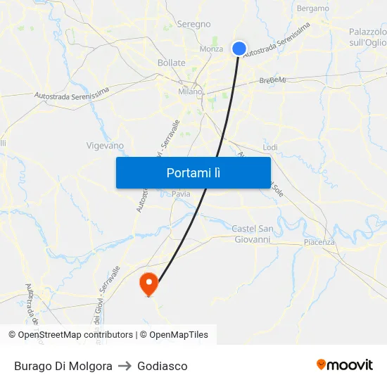 Burago Di Molgora to Godiasco map