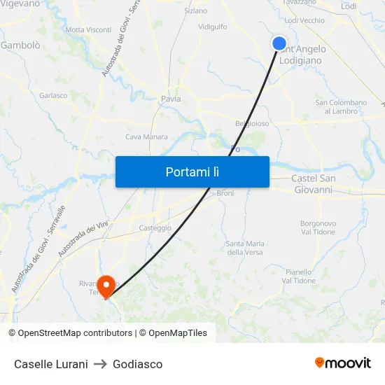 Caselle Lurani to Godiasco map