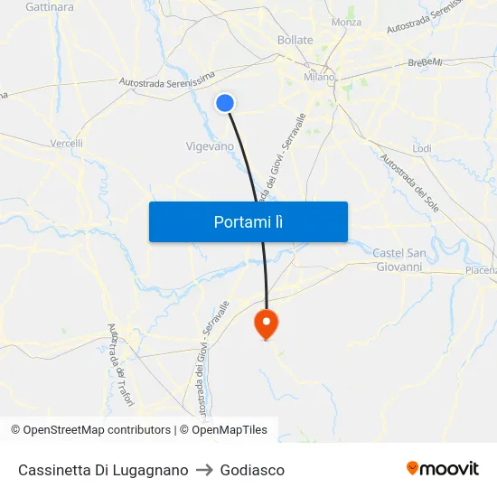 Cassinetta Di Lugagnano to Godiasco map