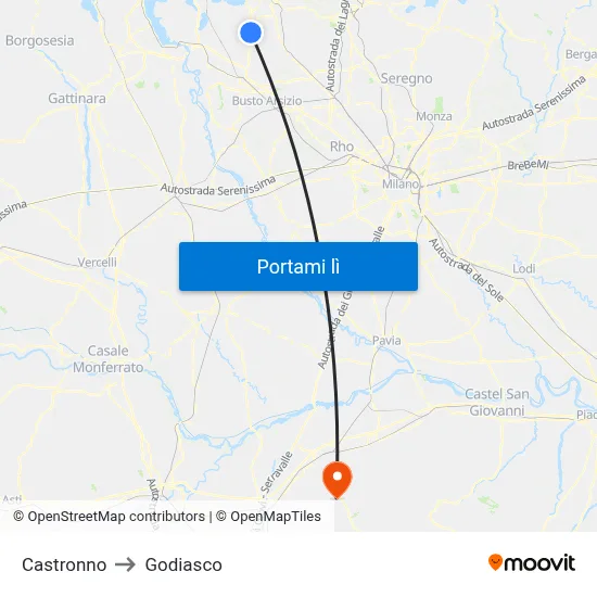 Castronno to Godiasco map