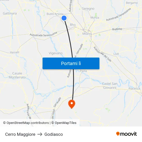 Cerro Maggiore to Godiasco map