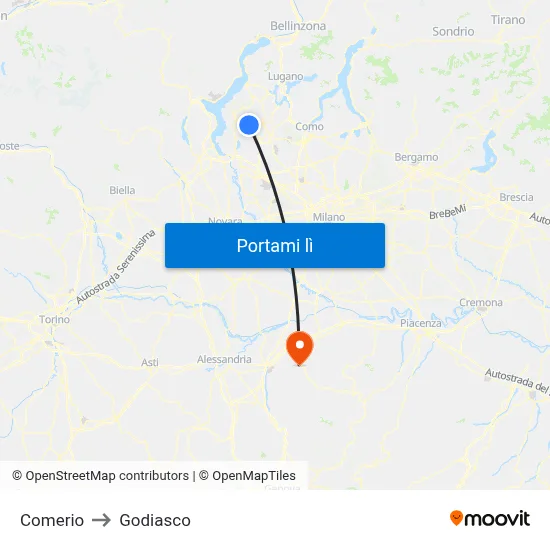 Comerio to Godiasco map
