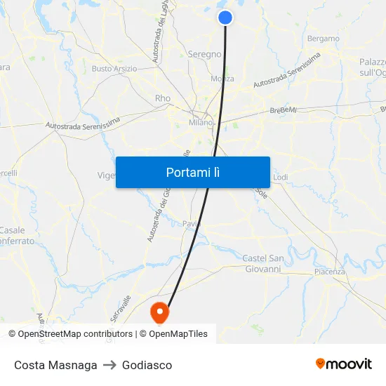 Costa Masnaga to Godiasco map