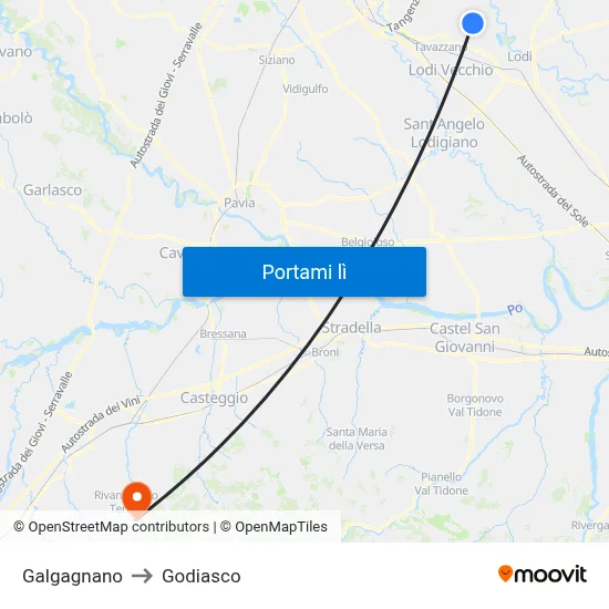 Galgagnano to Godiasco map