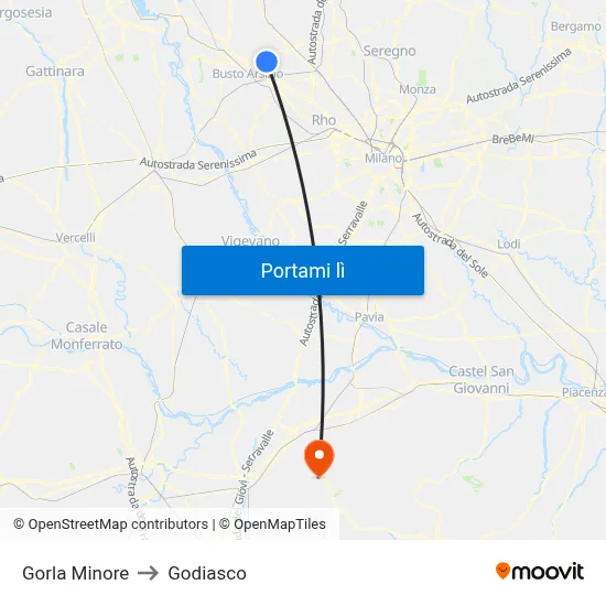 Gorla Minore to Godiasco map