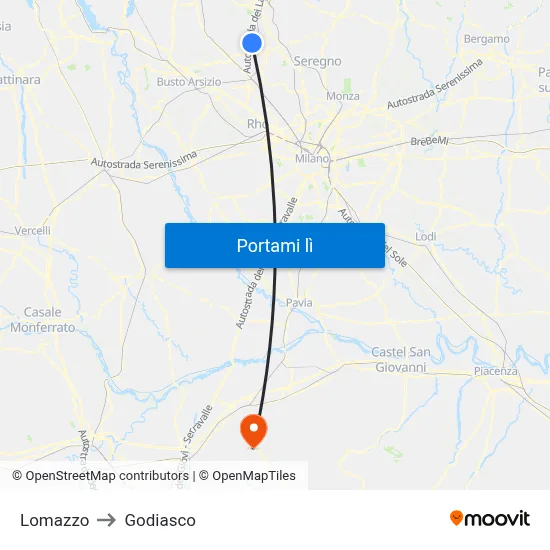 Lomazzo to Godiasco map