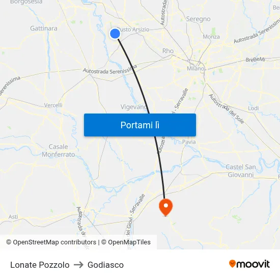 Lonate Pozzolo to Godiasco map