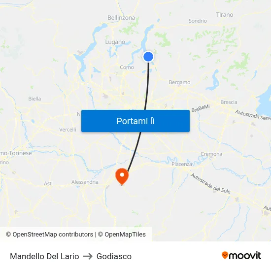 Mandello Del Lario to Godiasco map